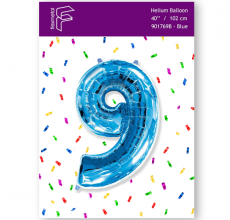 Шарик Цифра 9 Flexmetal синий 40" 100 см. В УПАКОВКЕ