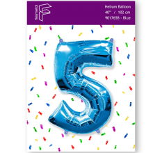 Шарик Цифра 5 Flexmetal синий 40" 100 см. В УПАКОВКЕ
