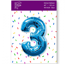 Шарик Цифра 3 Flexmetal синий 40" 100 см. В УПАКОВКЕ