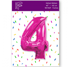 Шарик Цифра 4 Flexmetal фуксия 40" 100 см. В УПАКОВКЕ