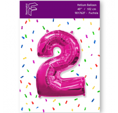 Шарик Цифра 2 Flexmetal фуксия 40" 100 см. В УПАКОВКЕ