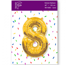 Шарик Цифра 8 Flexmetal золото 40" 100 см. В УПАКОВКЕ