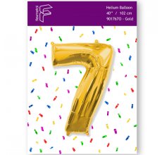Шарик Цифра 7 Flexmetal золото 40" 100 см. В УПАКОВКЕ