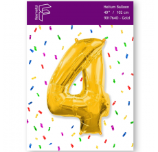Шарик Цифра 4 Flexmetal золото 40" 100 см. В УПАКОВКЕ
