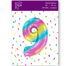 Шарик Цифра 9 Flexmetal градиент 40" 100 см. В УПАКОВКЕ