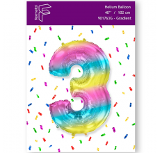 Шарик Цифра 3 Flexmetal градиент 40" 100 см. В УПАКОВКЕ
