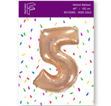 Шарик Цифра 5 Flexmetal розовое золото 40" 100 см. В УПАКОВКЕ