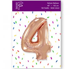 Шарик Цифра 4 Flexmetal розовое золото 40" 100 см. В УПАКОВКЕ