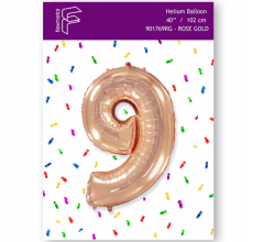 Шарик Цифра 9 Flexmetal розовое золото 40" 100 см. В УПАКОВКЕ
