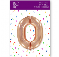 Шарик Цифра 0 Flexmetal розовое золото 40" 100 см. В УПАКОВКЕ