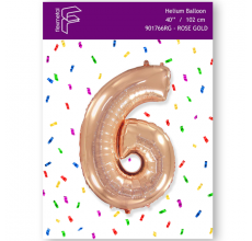 Шарик Цифра 6 Flexmetal розовое золото 40" 100 см. В УПАКОВКЕ