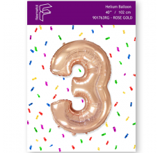 Шарик Цифра 3 Flexmetal розовое золото 40" 100 см. В УПАКОВКЕ