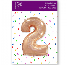 Шарик Цифра 2 Flexmetal розовое золото 40" 100 см. В УПАКОВКЕ