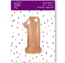 Шарик Цифра 1 Flexmetal розовое золото 40" 100 см. В УПАКОВКЕ