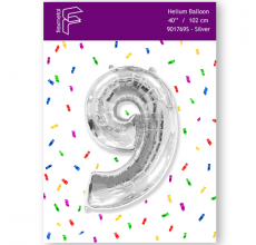 Кулька Цифра 9 Flexmetal срібла 40" 100 см. В УПАКОВЦІ Кулька Цифра 9 Flexmetal срібла 40" 100 см. В УПАКОВЦІ