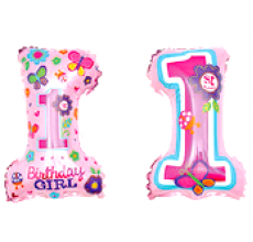 Цифра 1 рожева під паличку Фігура Фольга Цифра 1 рожева під паличку Фігура Фольга