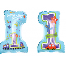 Цифра 1 блакитна під паличку Фігура Фольга Цифра 1 блакитна під паличку Фігура Фольга