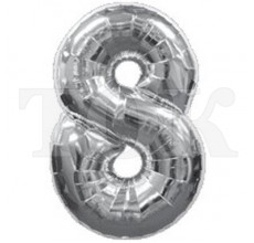 Цифра срібло 85 см. 8 Фігура Фольга Цифра срібло 85 см. 8 Фігура Фольга