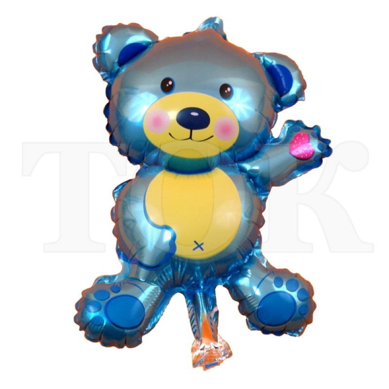 Ведмедик із серцем у лапі блакитний 0804-20 куля для палички Фольга