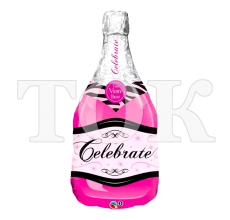 Пляшка шампанського рожева Фігура фольга