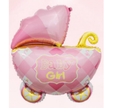 Коляска 3 рожева Фігура Фольга Коляска 3 рожева Фігура Фольга