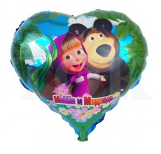 Серце фольга 24 дюйми Маша та ведмідь