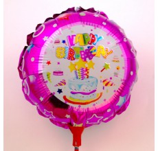 Шар на палочке Happy Bithday тортик 2 фольга