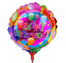 Шар на палочке "Happy Bithday с шариками" 0935-109 фольга