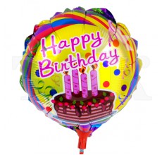Шар на палочке "Happy Bithday тортик" 0935-114 фольга