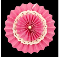 Веер № 0924-63 с жемчугом  40 см. розовый