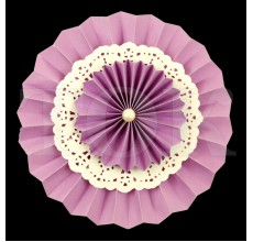 Веер № 0924-63 с жемчугом  40 см. фиолетовый
