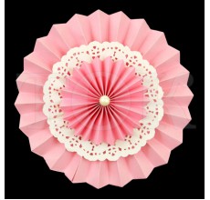 Веер № 0924-63 с жемчугом  40 см. светло-розовый
