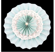 Веер № 0924-63 с жемчугом  40 см. светло-голубой