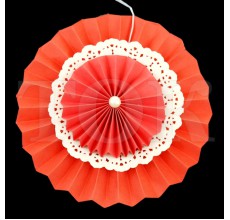 Веер № 0924-59 с жемчугом  20 см. красный