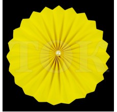 Веер № 0924-53 с жемчугом  20 см. желтый