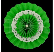 Веер № 0924-63 с жемчугом  41 см. зеленый